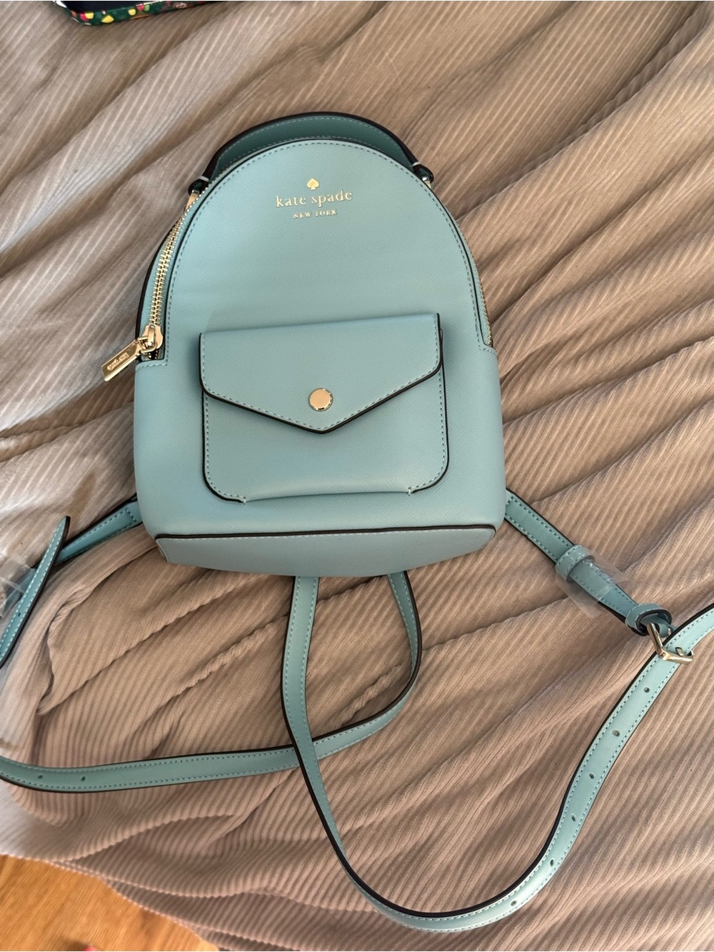kate spade light blue Leather Mini Backpack with Gold Hardware
